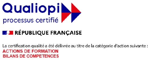Qualiopi – processus certifié – République française. La certification qualité a été délivrée au titre des catégories d’actions suivantes : actions de formation, bilans de compétences.
